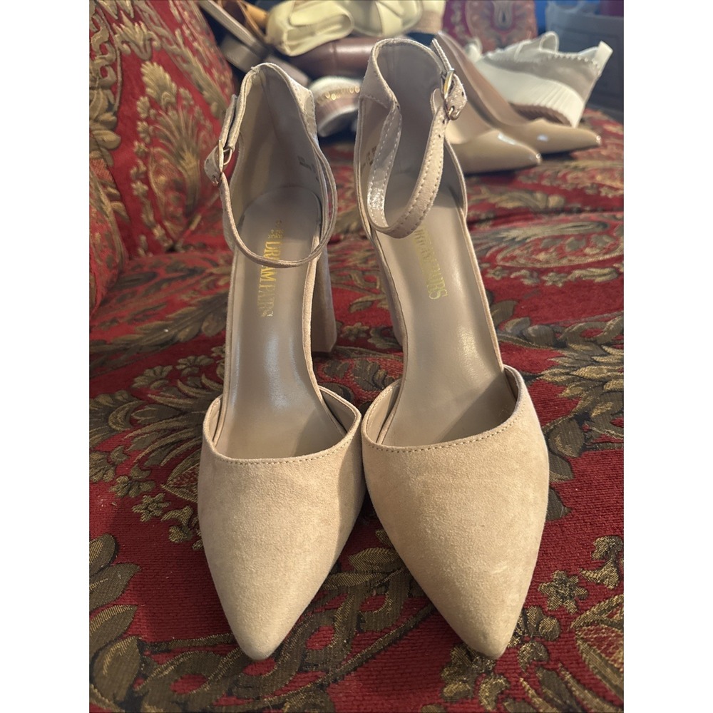 Dream Pairs Womens Nude Suede Block Chunky High Heel Pump Shoes Size 8